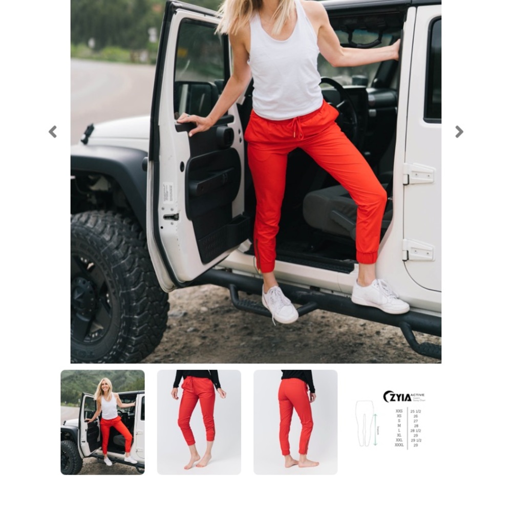 ZYIA Red Everywhere Zipper Joggers